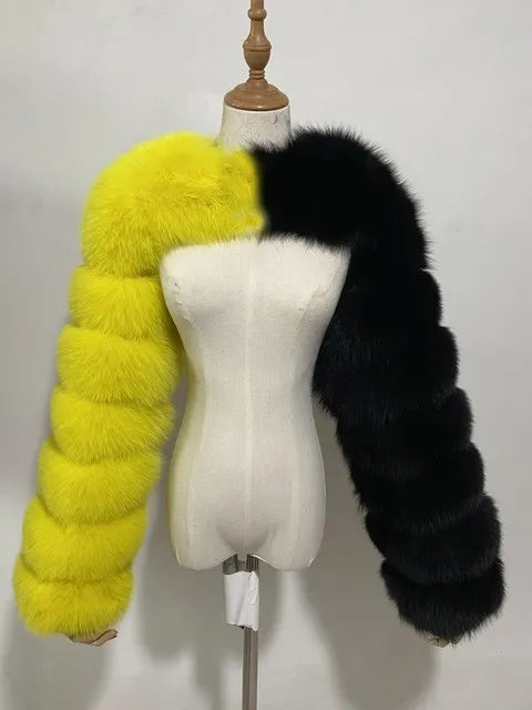Faux Mink Long Sleeve Short Coat