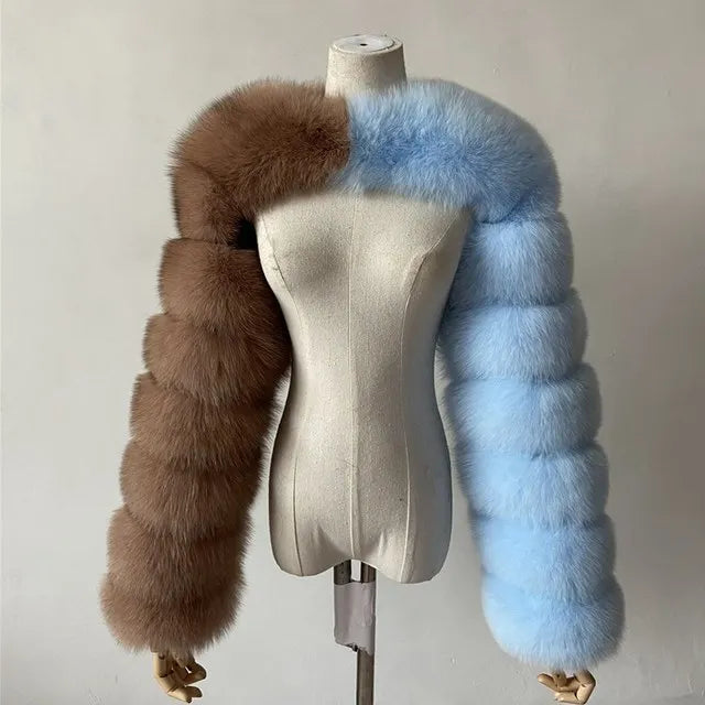 Faux Mink Long Sleeve Short Coat
