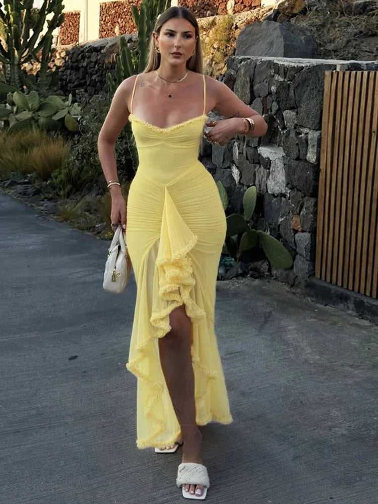 Sexy Ruffles Backless Dress