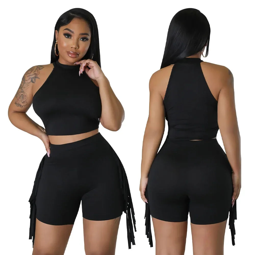 Women 2 Piece Tight Sexy Short Tank Tops+Shorts Tracksuits Hot Matching Sets