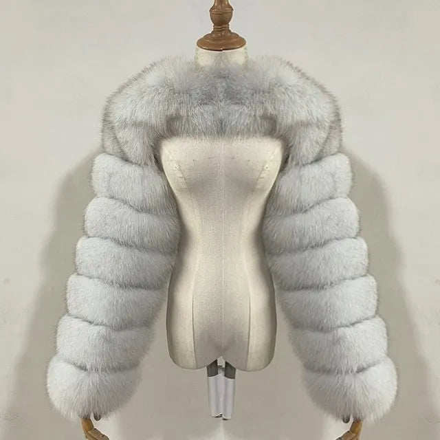 Faux Mink Long Sleeve Short Coat