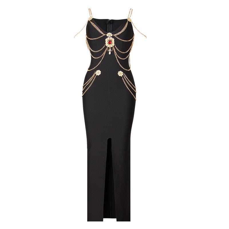 slim fit dress slacks Sleeveless Chain Strap Belted Mini Dress