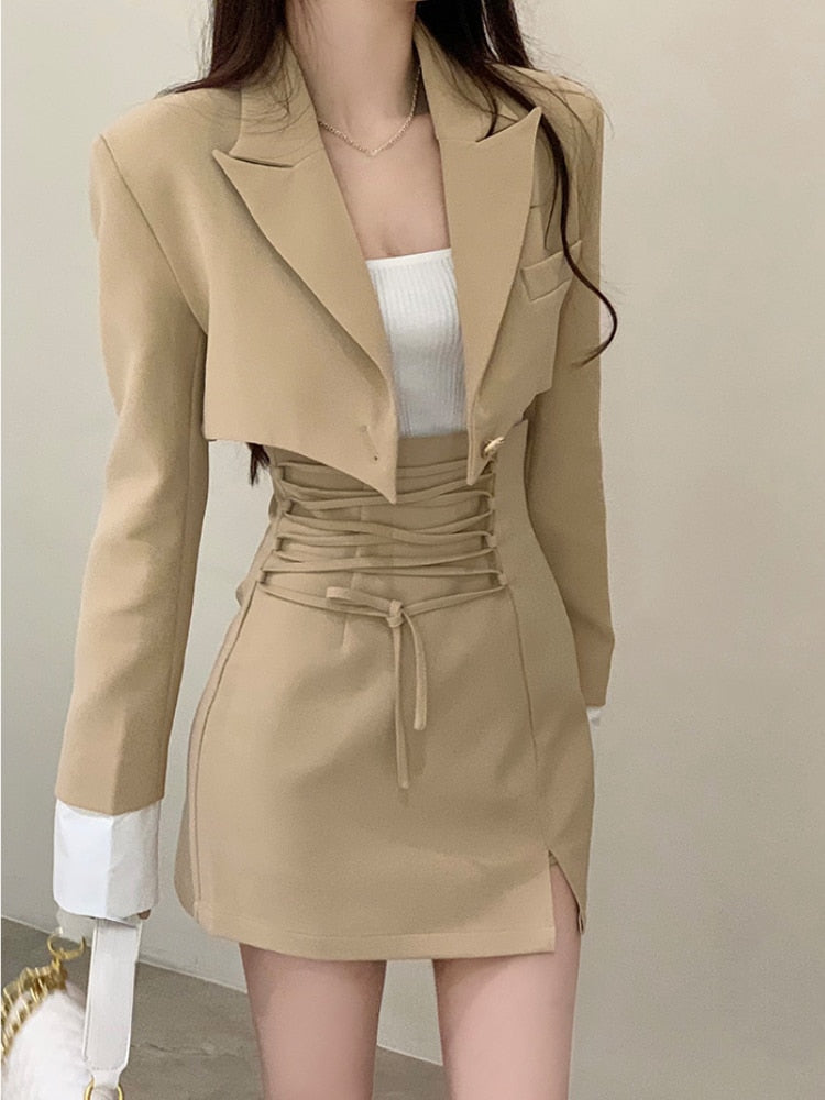 Elegant Jacket Mini Skirt 2 Piece Set
