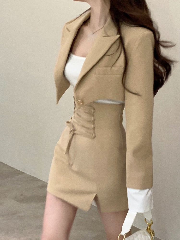 Elegant Jacket Mini Skirt 2 Piece Set