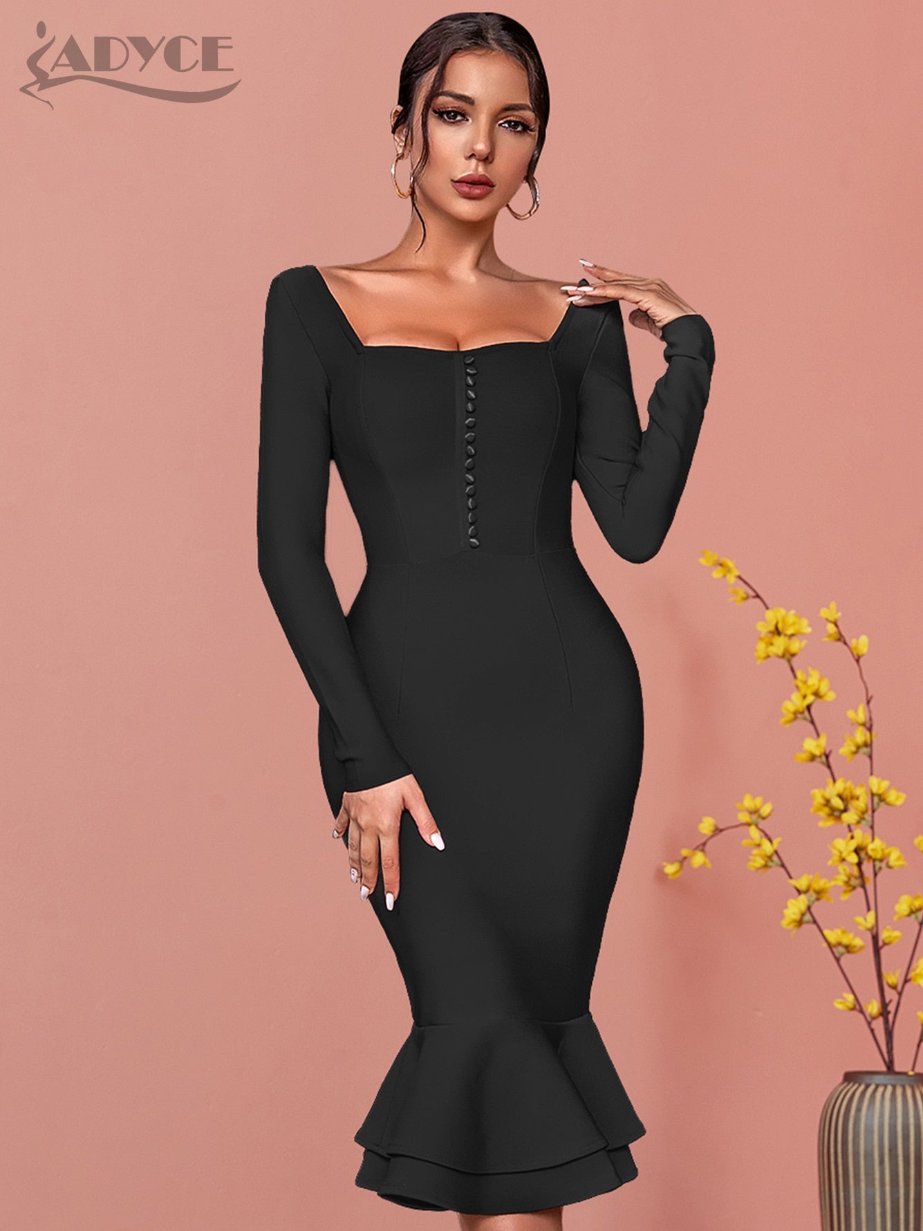 Elegant Mermaid Long Sleeve Lady Dress