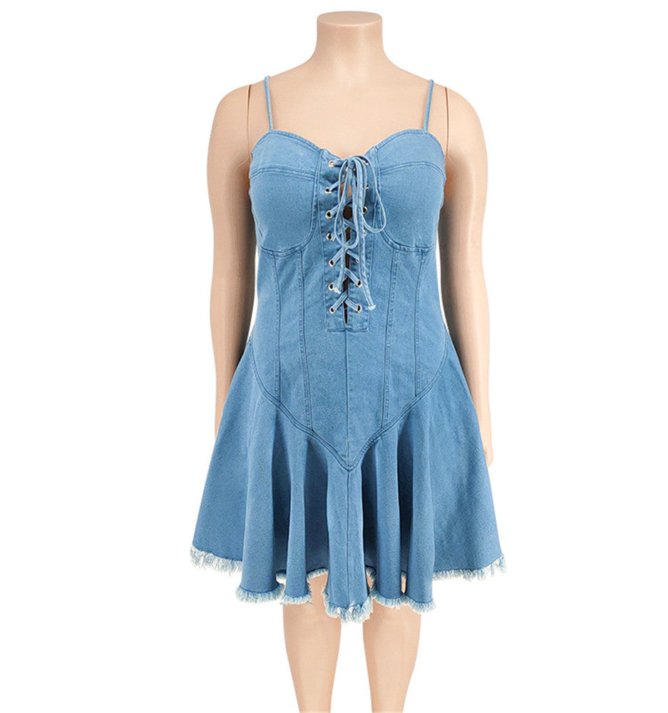 Denim Bandage Mini Dress