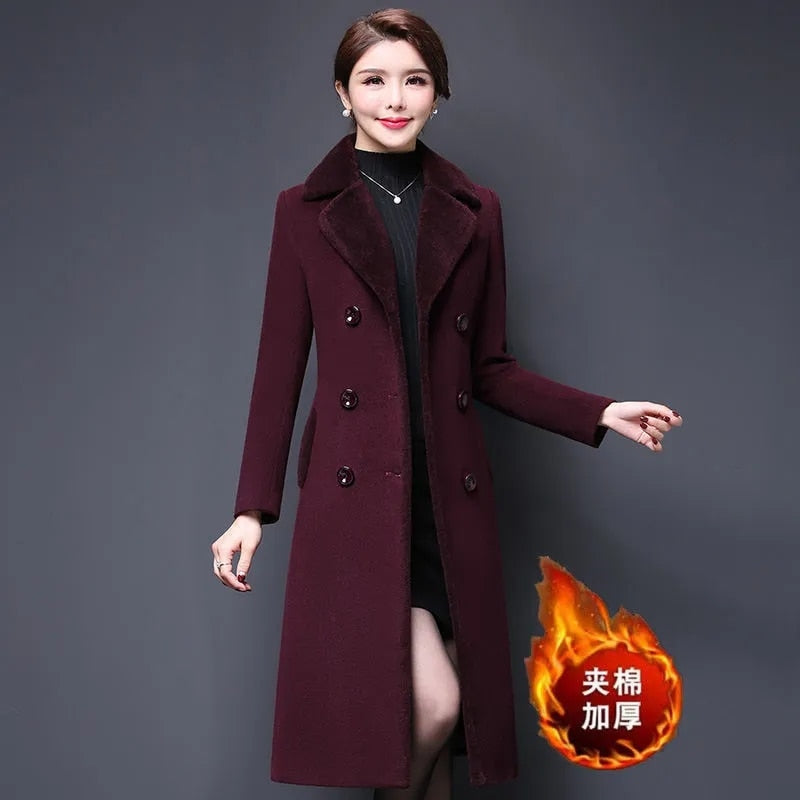 Women Long Overcoat Windproof Coats