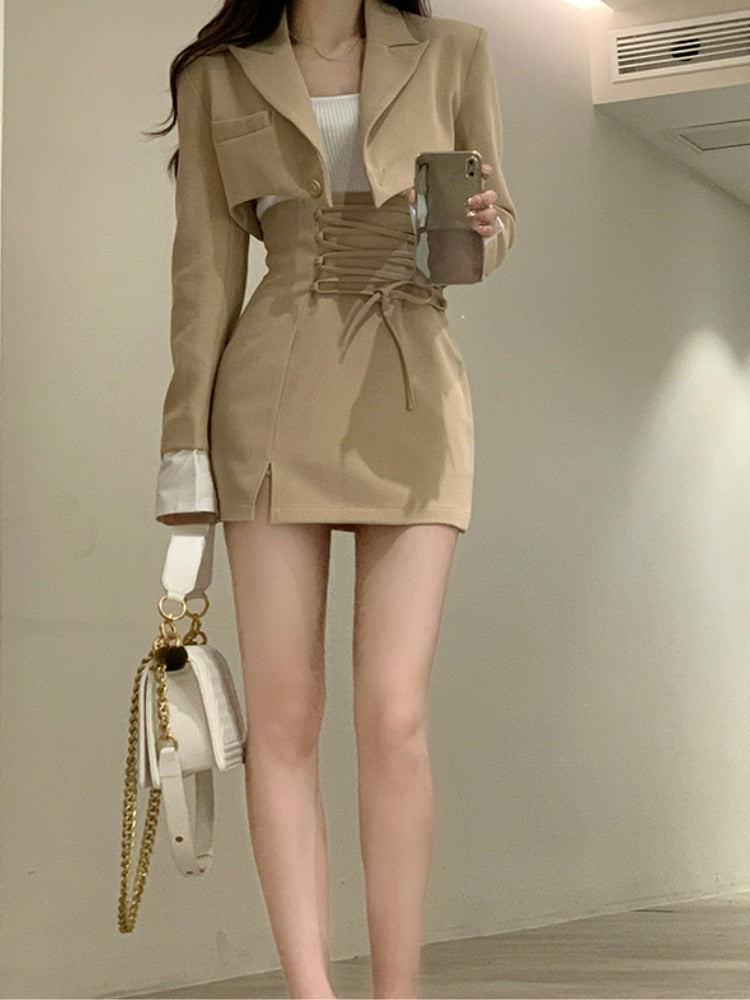 Elegant Jacket Mini Skirt 2 Piece Set