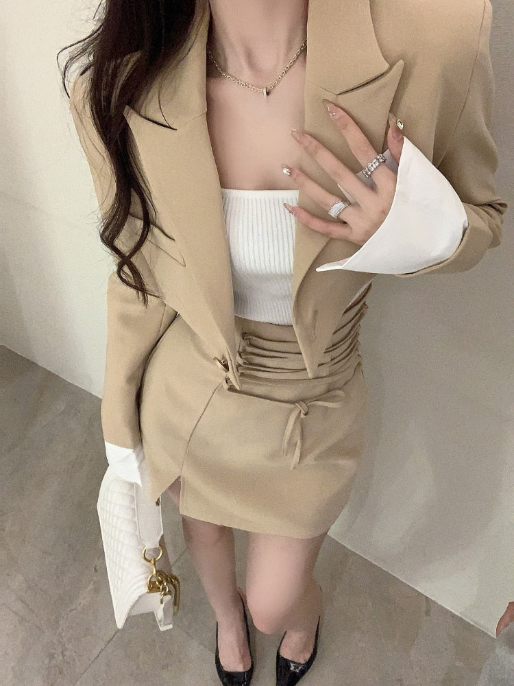 Elegant Jacket Mini Skirt 2 Piece Set