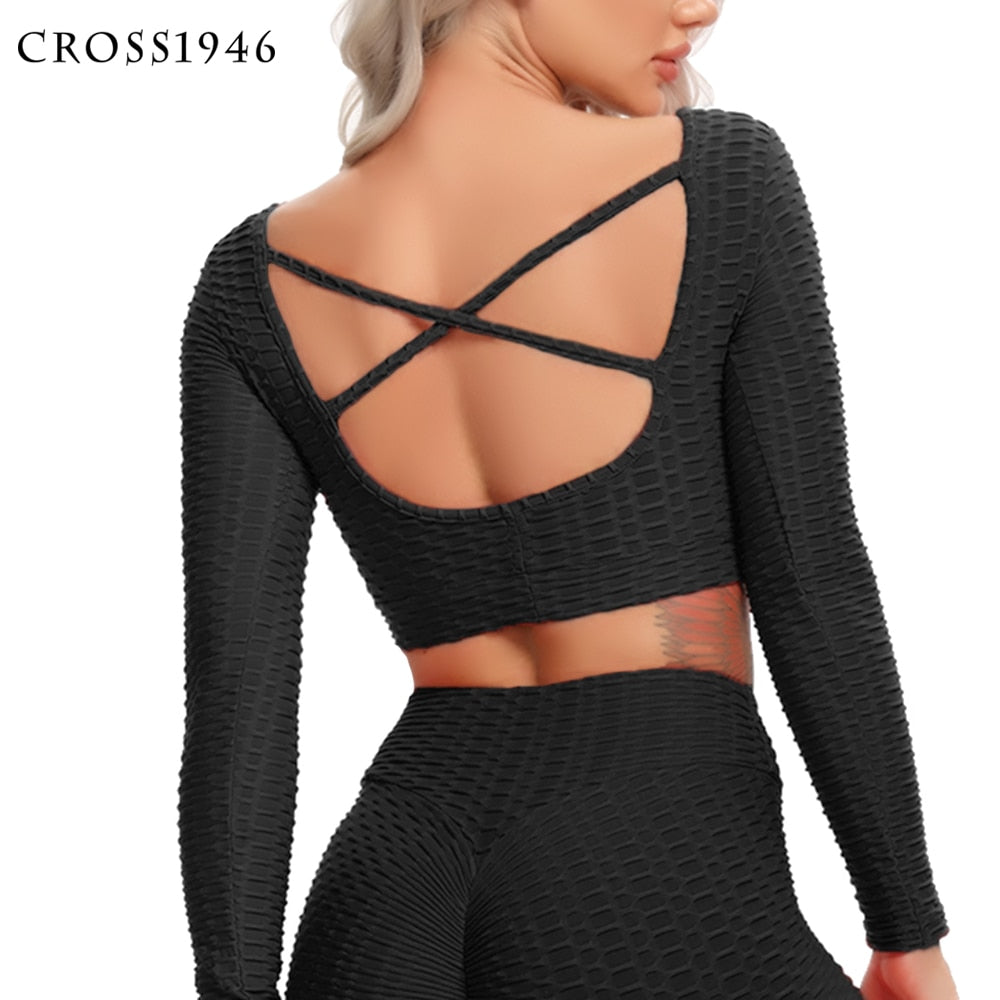 Long Sleeve Yoga Top Open Back Sports Wear