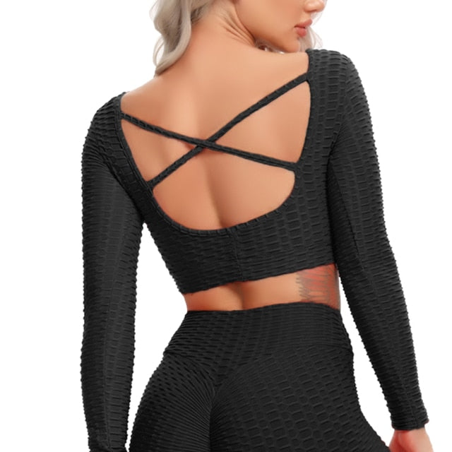 Long Sleeve Yoga Top Open Back Sports Wear