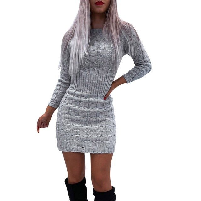 Ladies Knitted Mini Sweater Dress