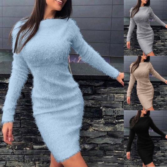 Plush Knitted Sweater Dress