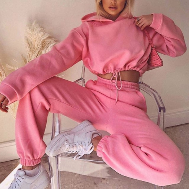 Hoodie Sweatshirts Two Pieces Oversized Pullovers Long Pant Sets
