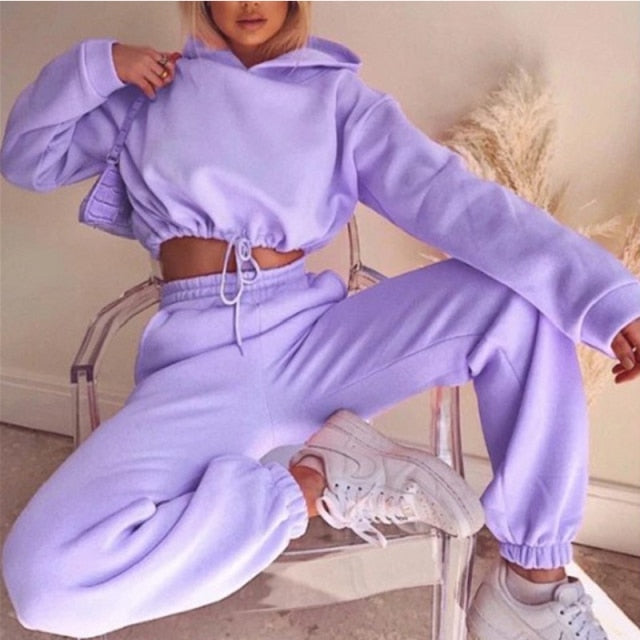 Hoodie Sweatshirts Two Pieces Oversized Pullovers Long Pant Sets