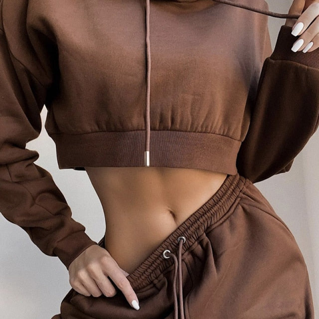 Women's Casual Loose Large Size Hooded Long-Sleeve Tracksuit Sets