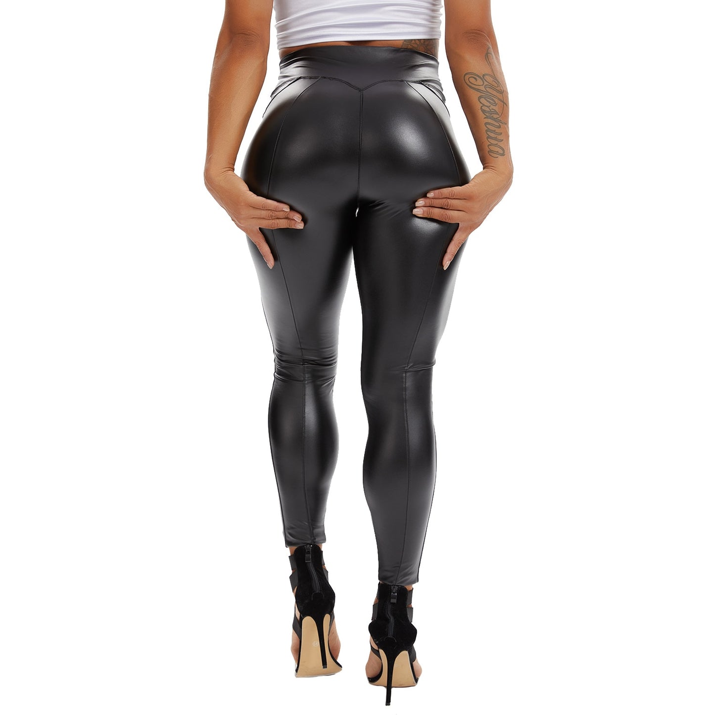 Elastic Tummy Control High Waist Faux Leather Pants