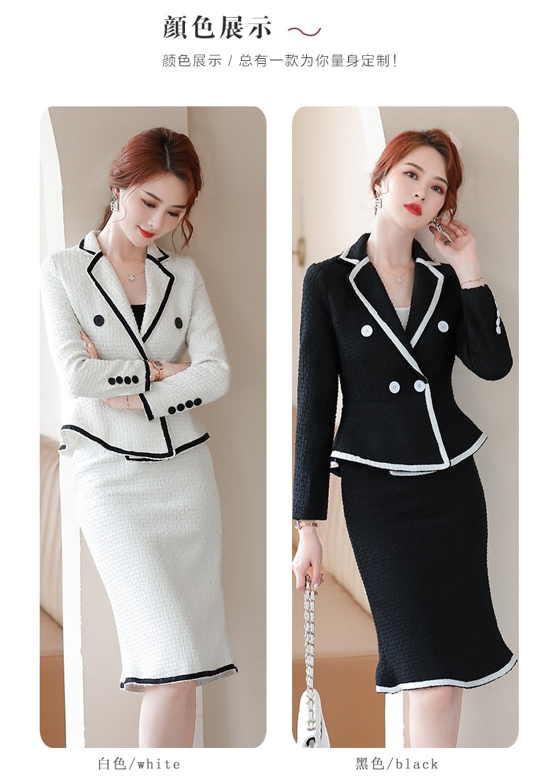 Business Long Sleeve Blazer and Skirt Office Ladies Work Wear