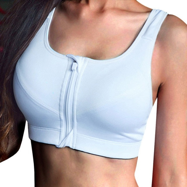 Front Zipper Sports Bras Breathable Gym Fitness Athletic Running Yoga Workout Sport Tops