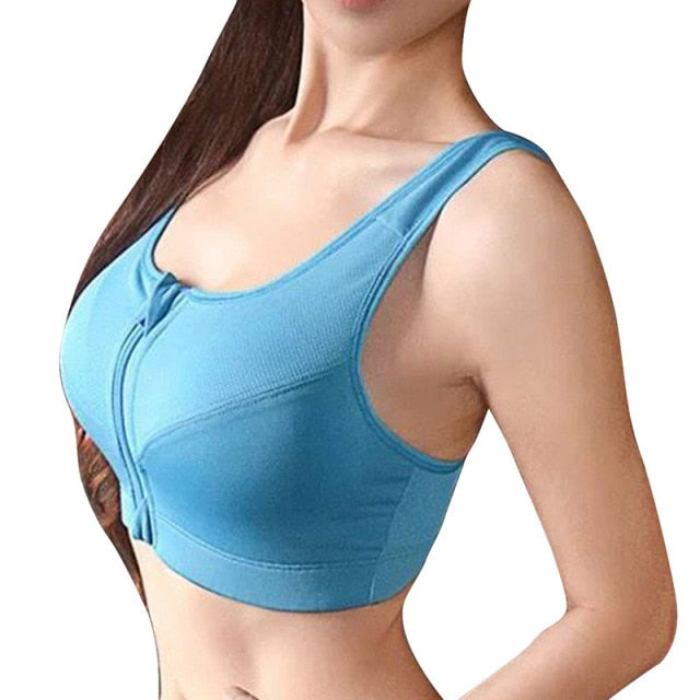 Front Zipper Sports Bras Breathable Gym Fitness Athletic Running Yoga Workout Sport Tops