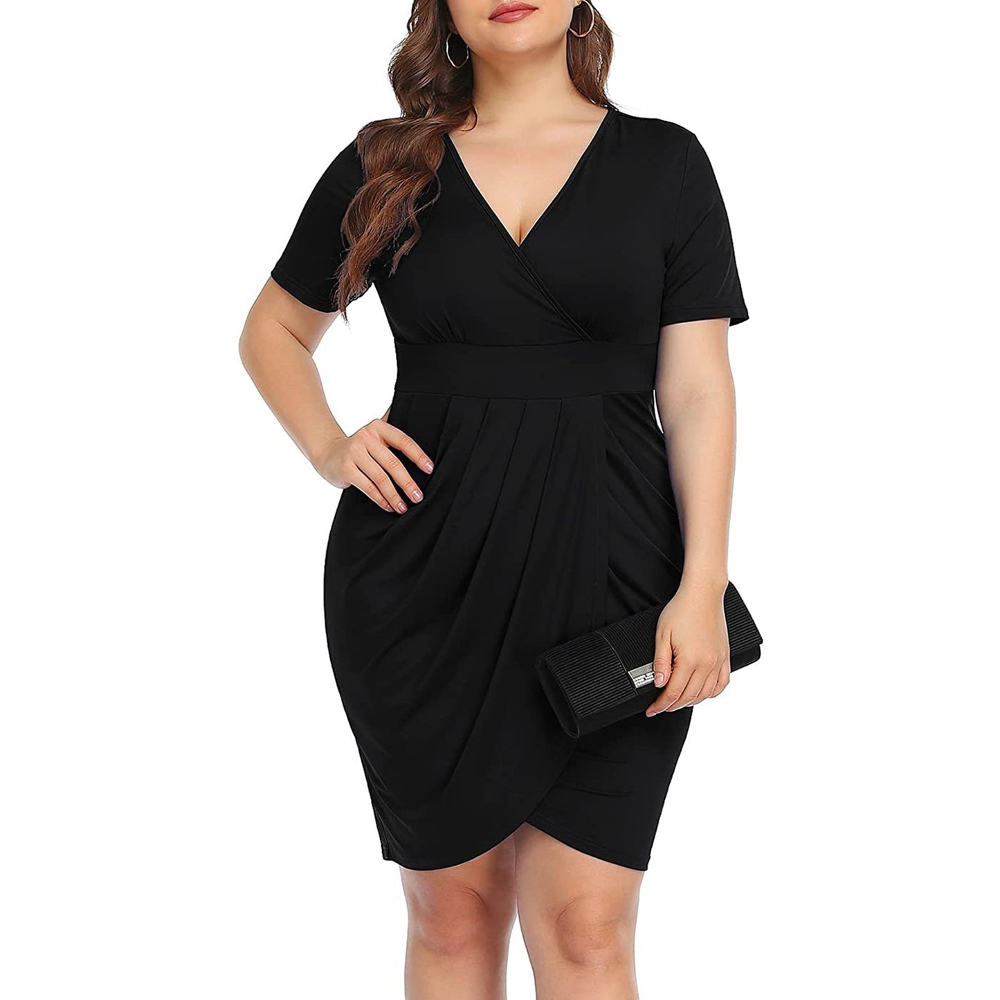 Women Fashion V-neck Short Sleeve Dress